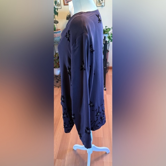 Vintage Saks Fifth Avenue Folio Collection Purple Embellished Blouse XL - Picture 6 of 16